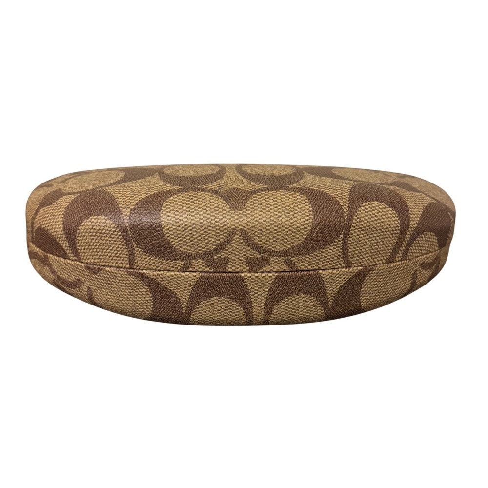 Coach Signature C Monogram Hard Shell Clamshell Sunglasses Case Khaki Brown